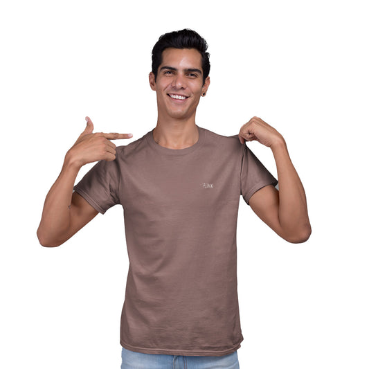 Flink Brown Round Neck T-shirt For Men