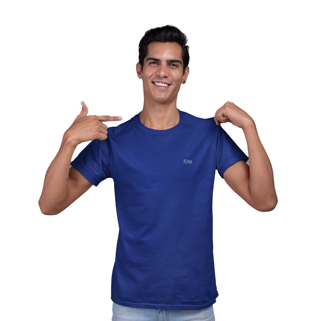 Flink Blue Round Neck T-shirt For Men