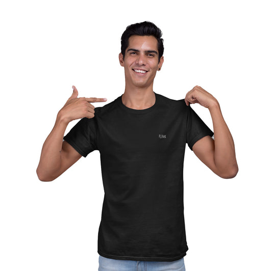 Flink Black Round Neck T-shirt For Men