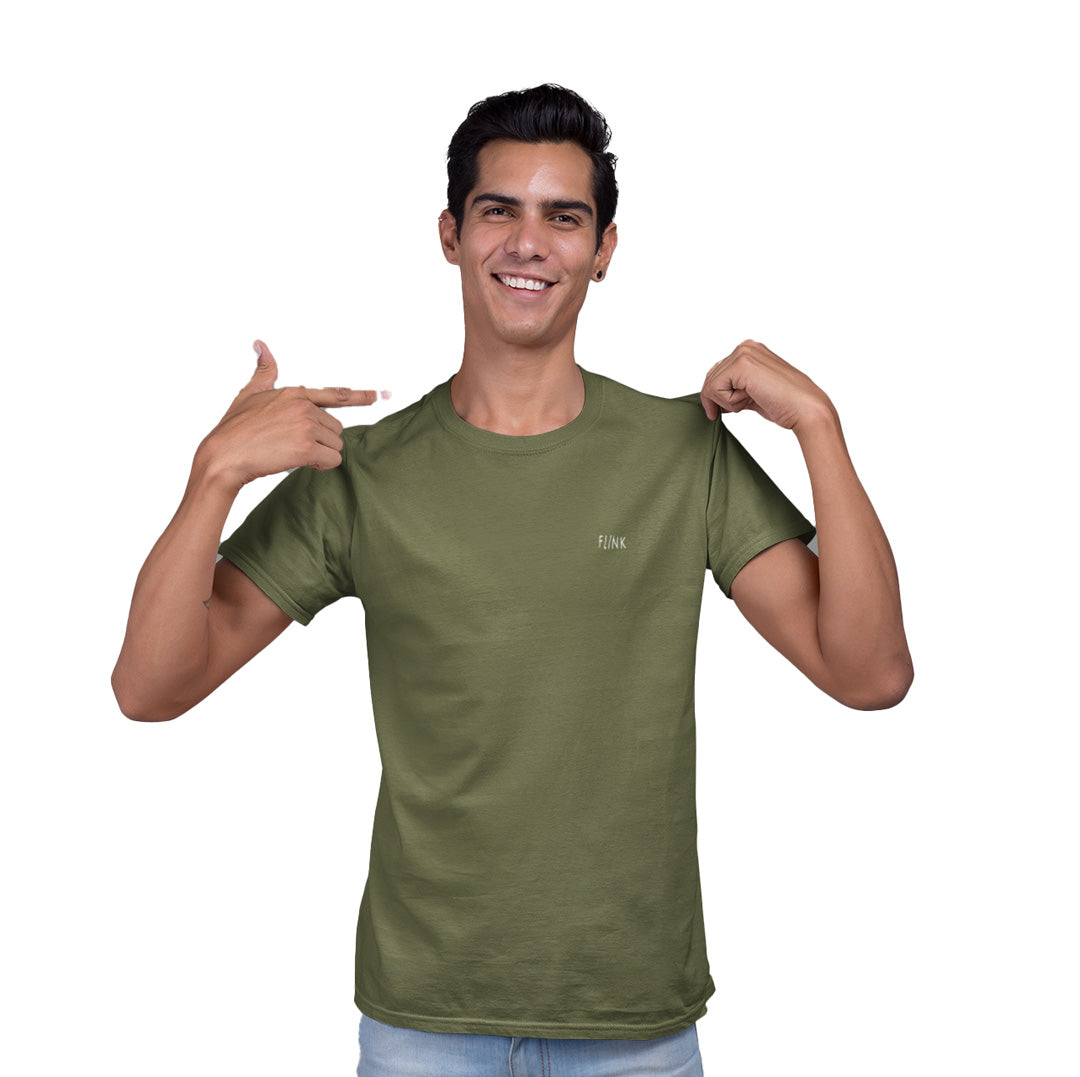 Flink Green Round Neck T-shirt For Men