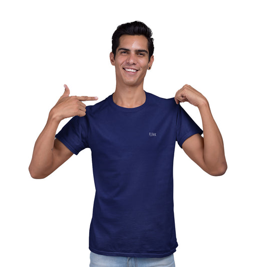 Flink Dark Blue Round Neck T-shirt For Men