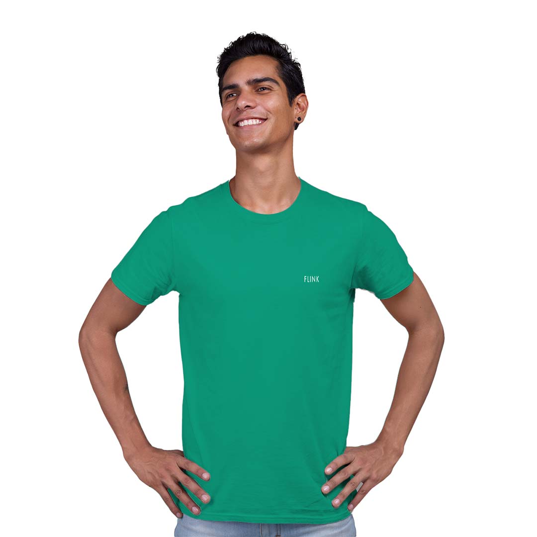 Flink Aqua Green Round Neck T-Shirt For Men