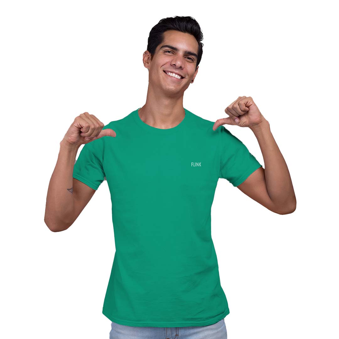 Flink Aqua Green Round Neck T-Shirt For Men