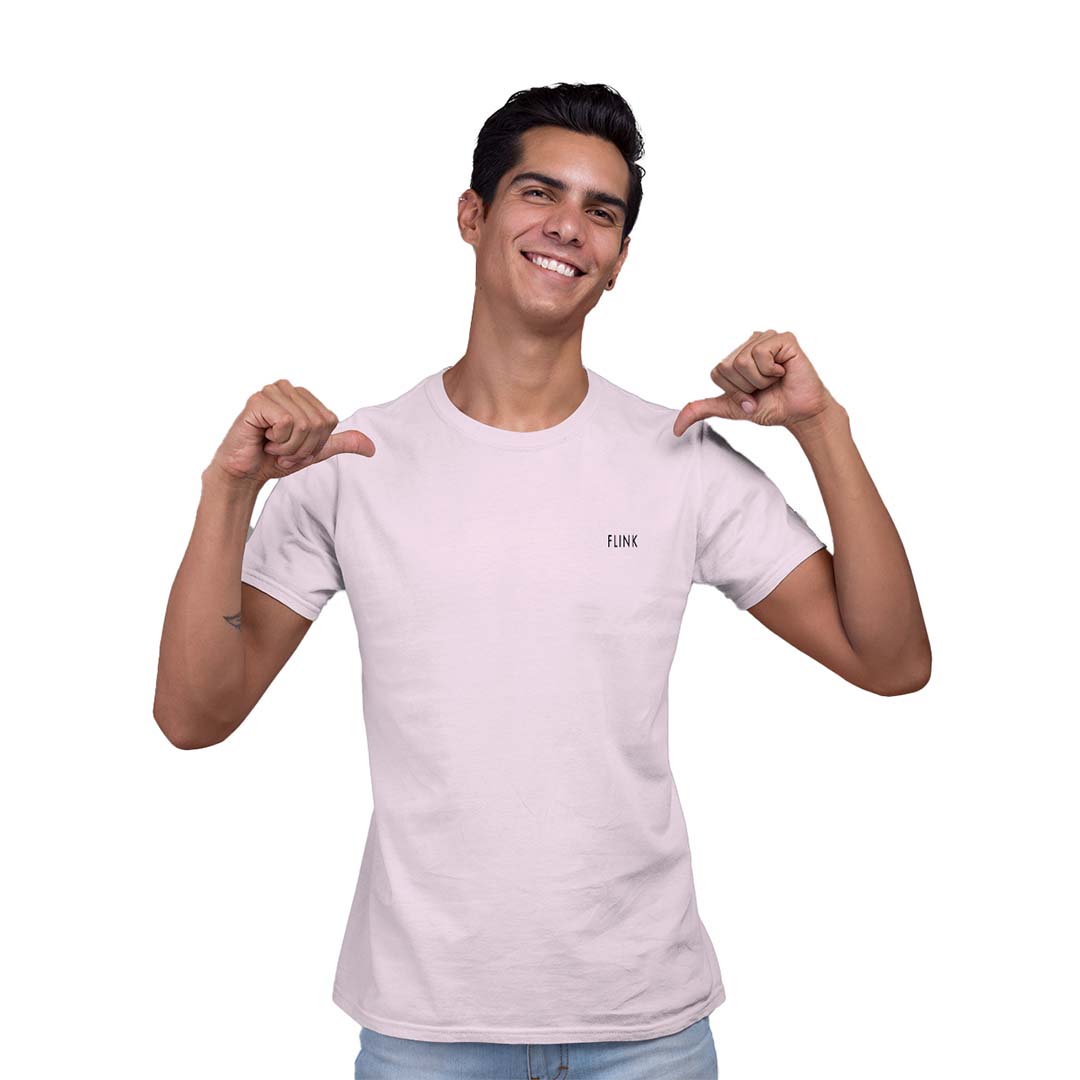 Flink Baby Pink Round Neck T Shirt For Men