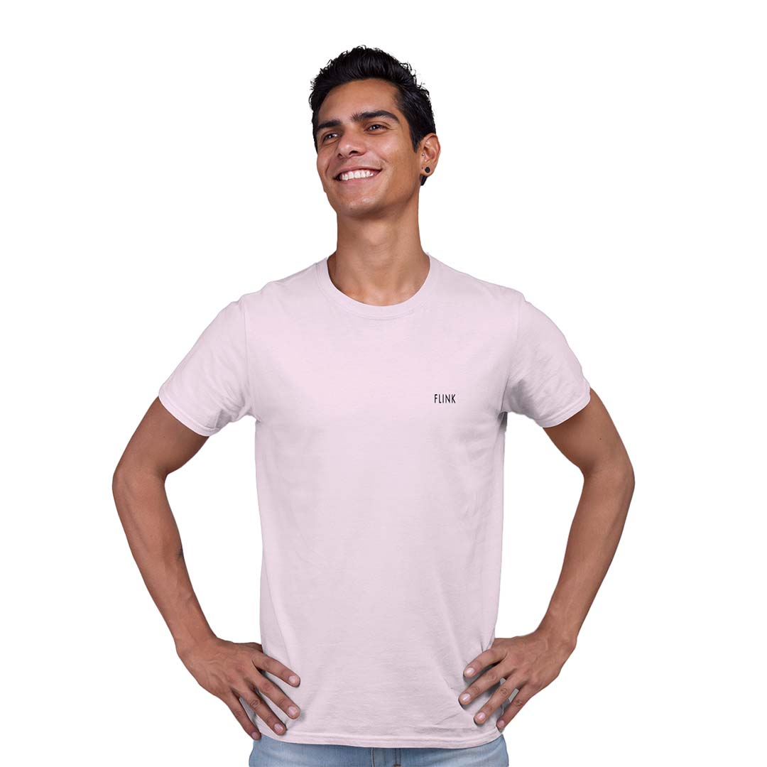 Flink Baby Pink Round Neck T Shirt For Men