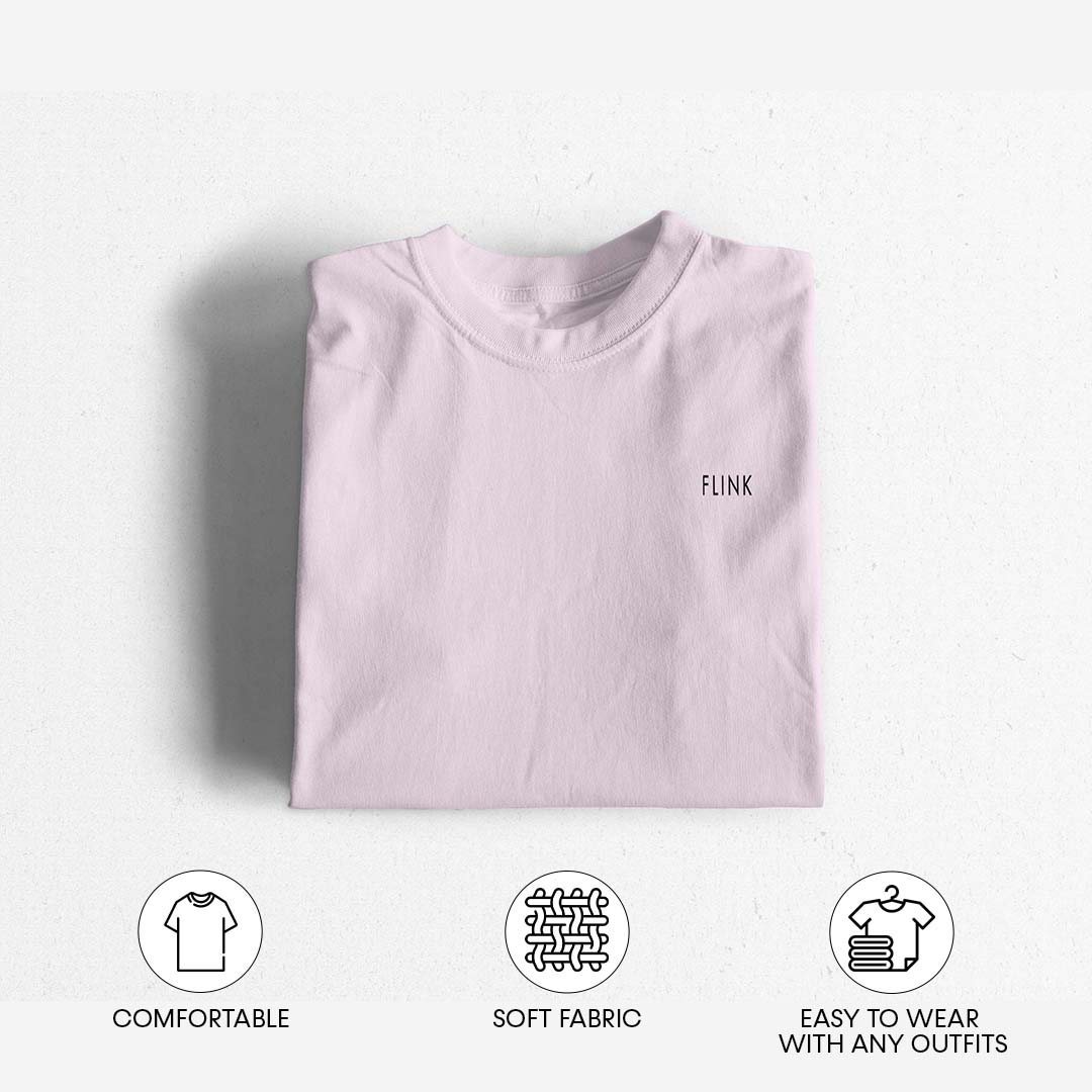 Flink Baby Pink Round Neck T Shirt For Men