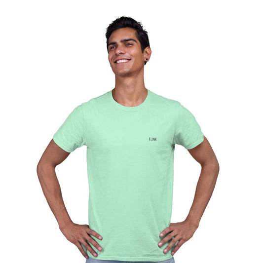 Flink Light Green Round Neck T-shirt For Men