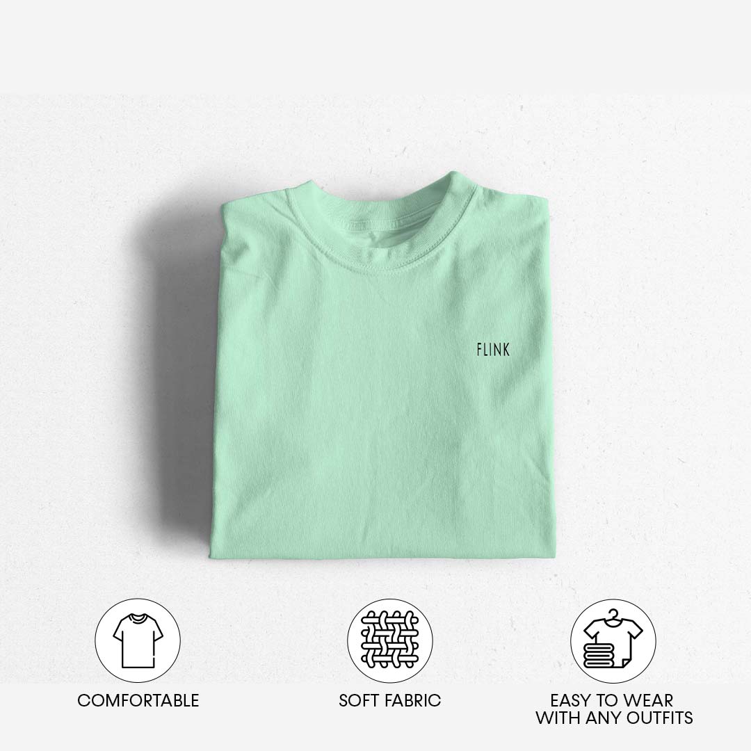 Flink Light Green Round Neck T-shirt For Men