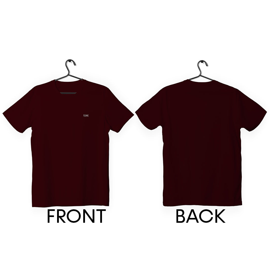 Flink Maroon Round Neck T-Shirt For Mens