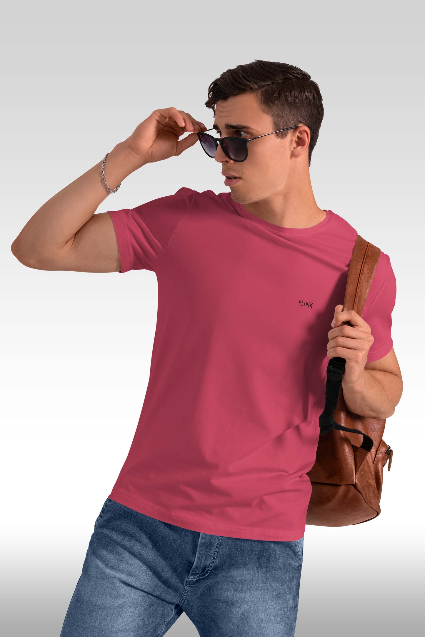 Flink Onion Pink Round Neck T-Shirt For Men