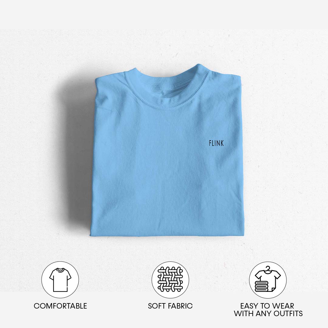 Flink Light Blue Round Neck T-shirt For Men